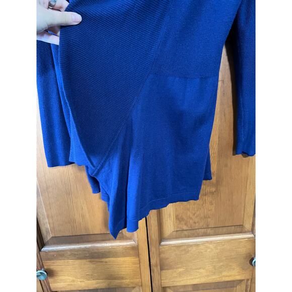 Chico's Women's Mixed Stitch Drape-Front Black Cardigan Sweater Blue Size 2 (L) - Picture 5 of 9